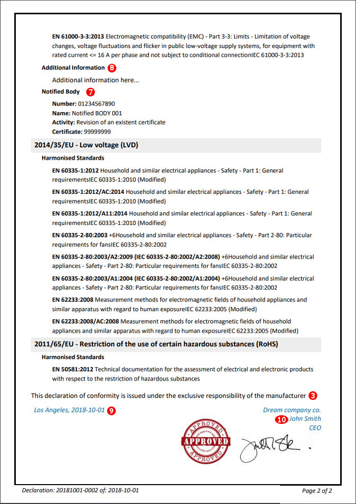 Example Of A Declaration Of Conformity CE Marking Assistant